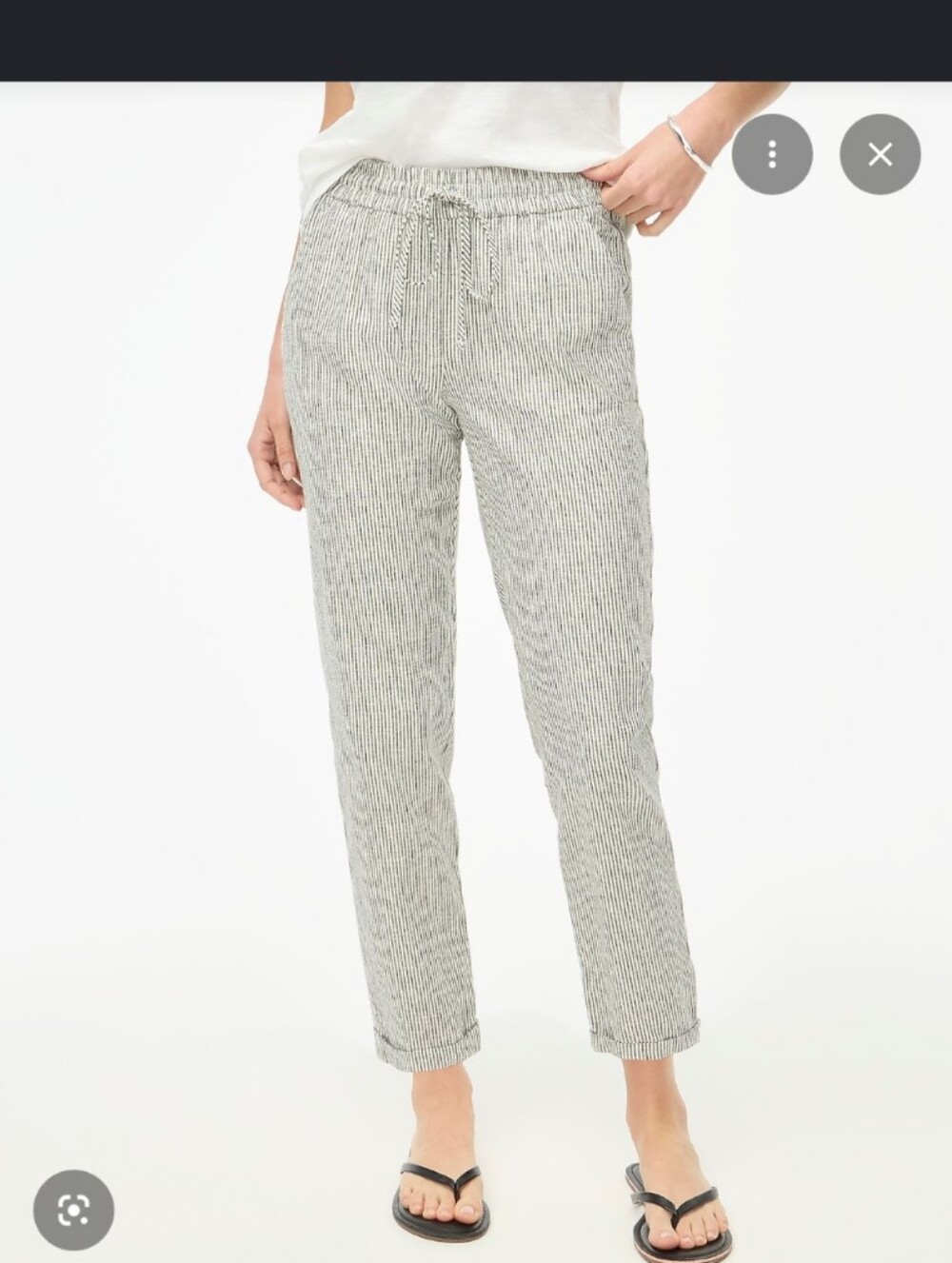 J. Crew Striped Linen Cotton Blend Drawstring Pants - Picture 2 of 8